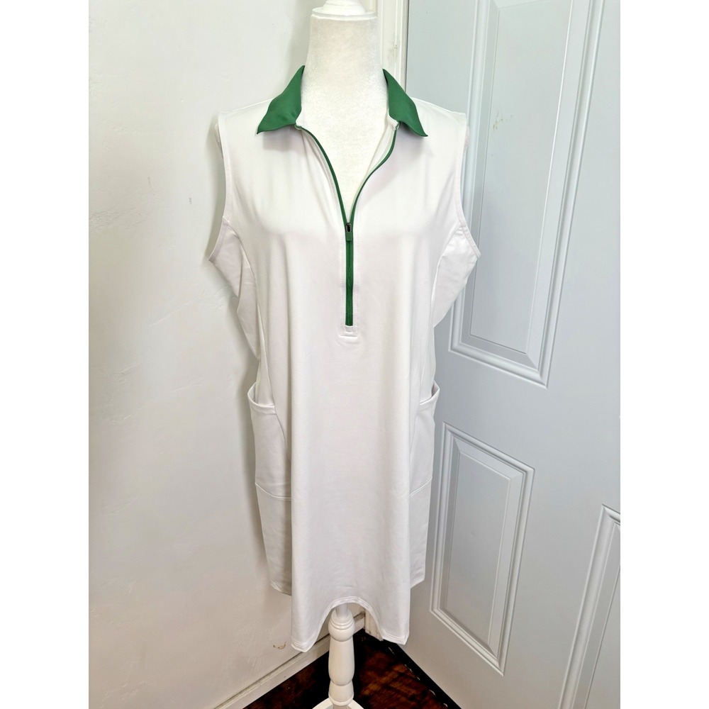 Renwick Dress Womens XL White Sport Polo Golf Pockets 1/2 Zip Sporty Tennis